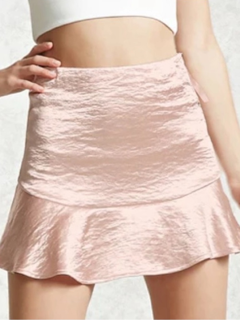 Forever 21 Blush Pink Satin Ruffle Mini Skirt